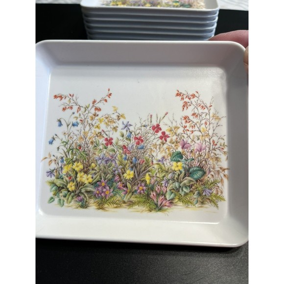 8 - Vintage Design Imports Italy Floral Melamine Rectangular Snack Trays Plates